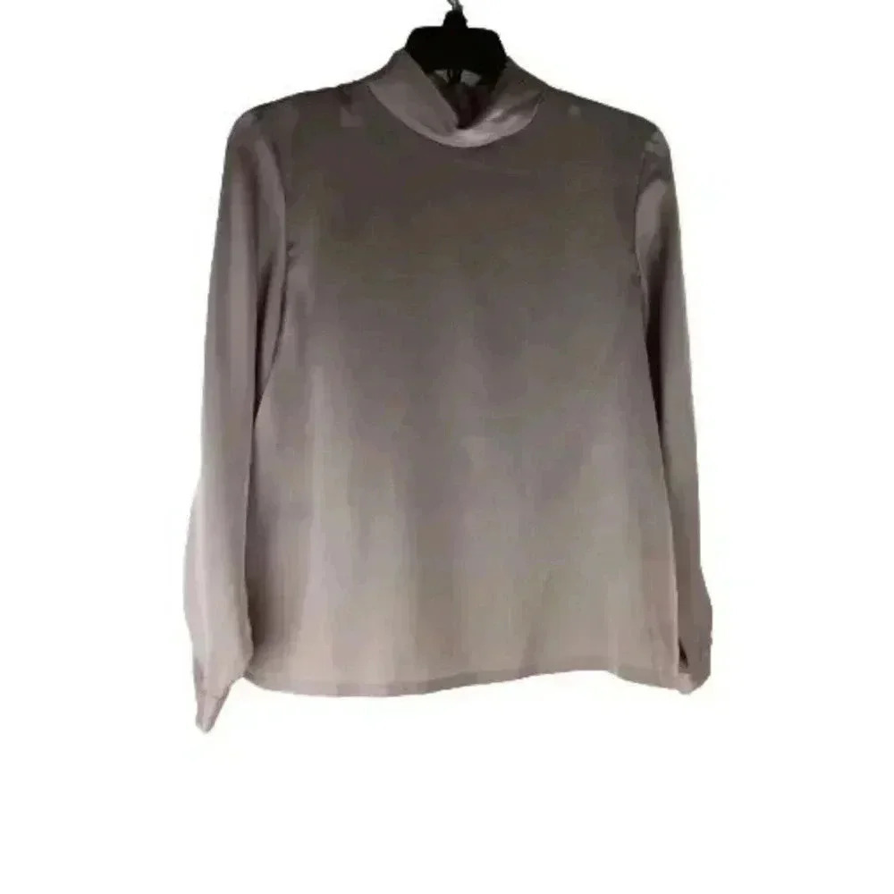 Pendleton Womens Satin Pullover Cowl Neckline Taupe Top Blouse  size 14